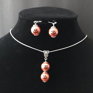 Double Pumpkin Pendant & Pumpkin Leverback Earring